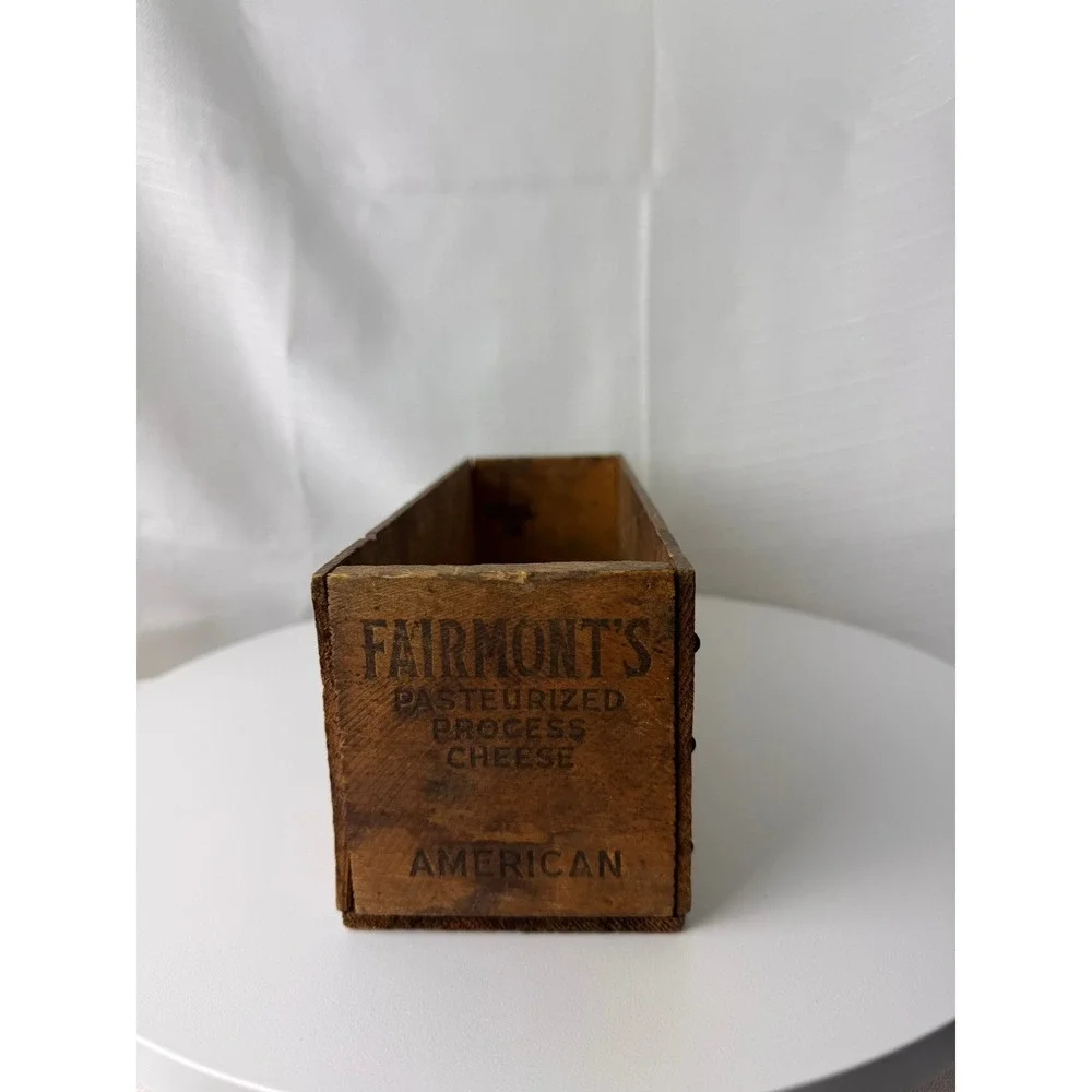 Vintage Fairmont's 5 LB Process Cheese Wooden Box American Cheese Advertising
